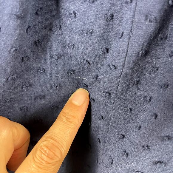 Pomander Place Tuckernuck Scarlett Top Womens Large Blue Swiss Dot Button Down - Picture 13 of 16